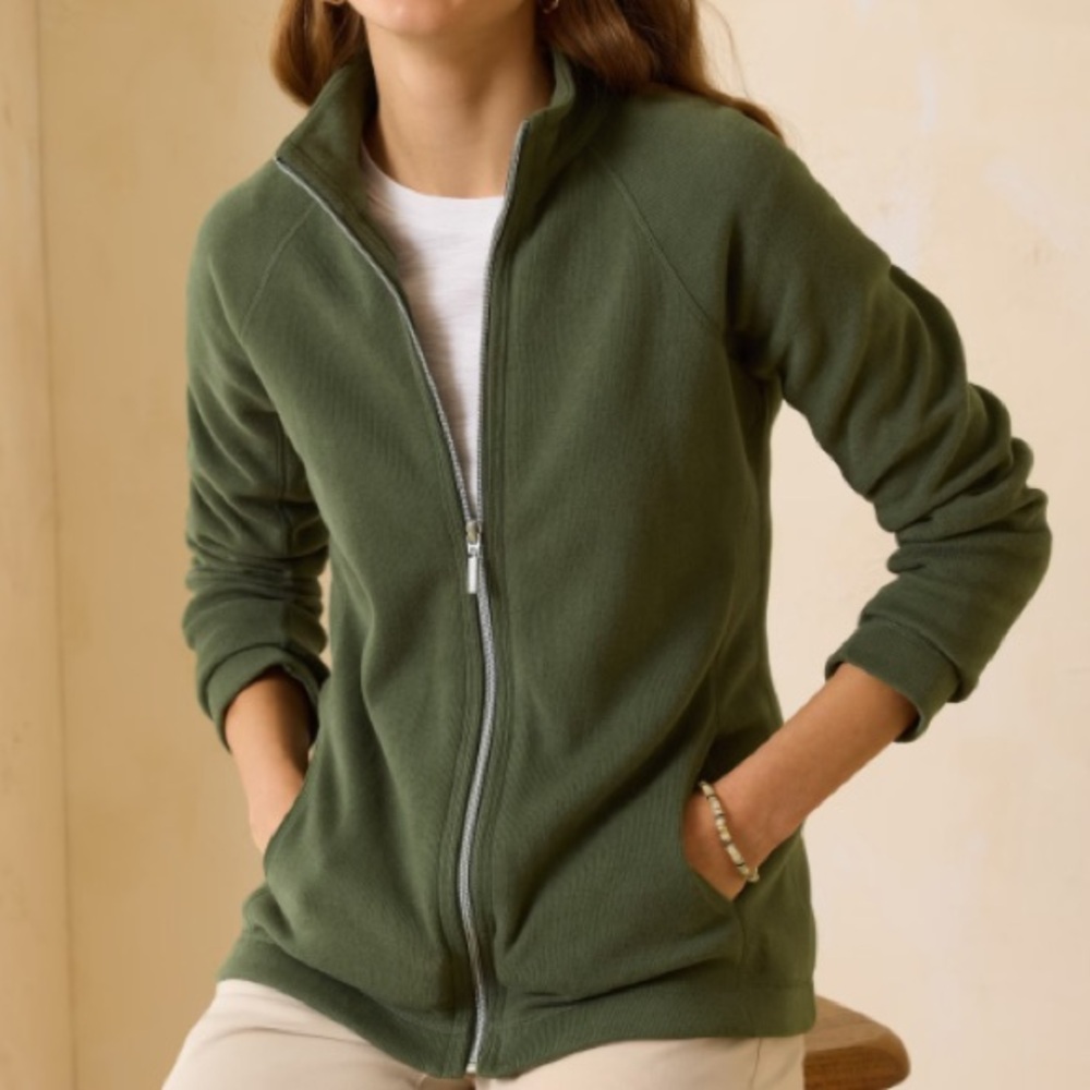 NWT Tommy Bahama Aruba Full Zip Sweatshirt in Palm Moss Size Small